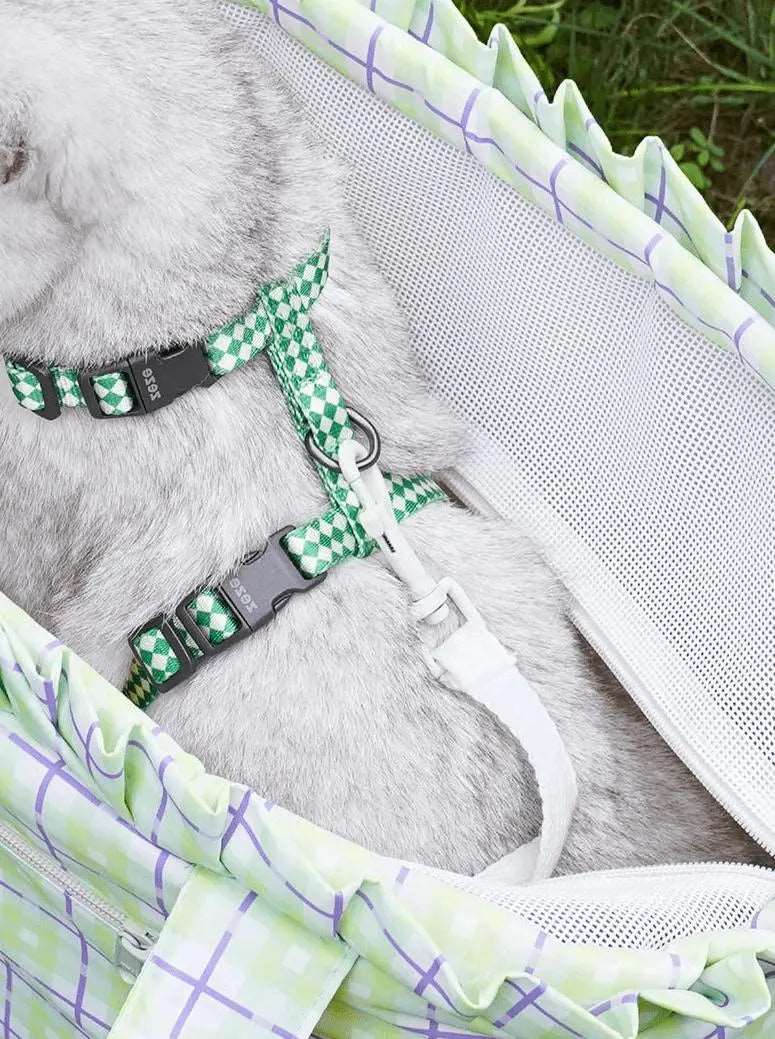 Plaid Cat Carrier Bag - Stylish Comfort for Your Feline Friend